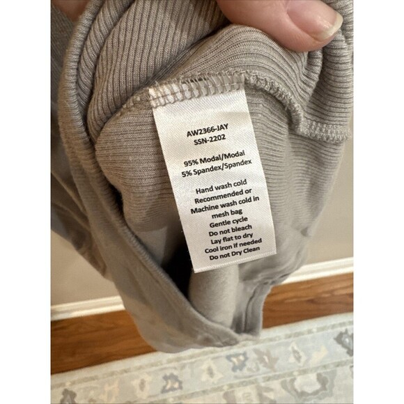 Ribbed Gray Midi Dress Medium Soft Modern Stretch ATM Anthony Thomas Melillo - Picture 4 of 6